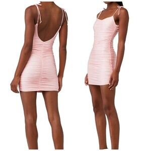 GOOD AMERICAN SATIN RUCHED SLIP mini dress women romantic size 3 sleeveless